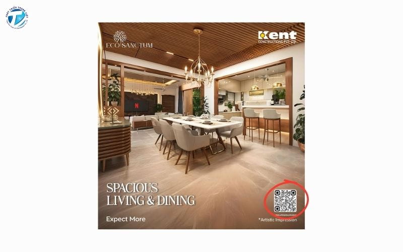 Thiết kế poster khách sạn ưu tiên hình ảnh thực tế, tối giản tích hợp QR code